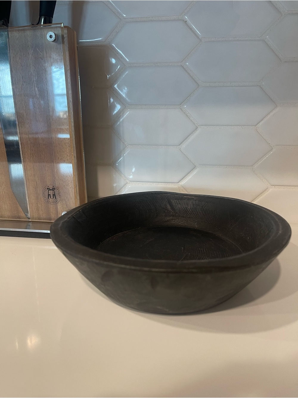 J.C. and Rollie 8" Small Black Wooden Bowl